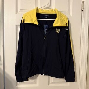 Chaps Women’s Full Zip Jacket Navy Yellow XL NWT Casual Sporty